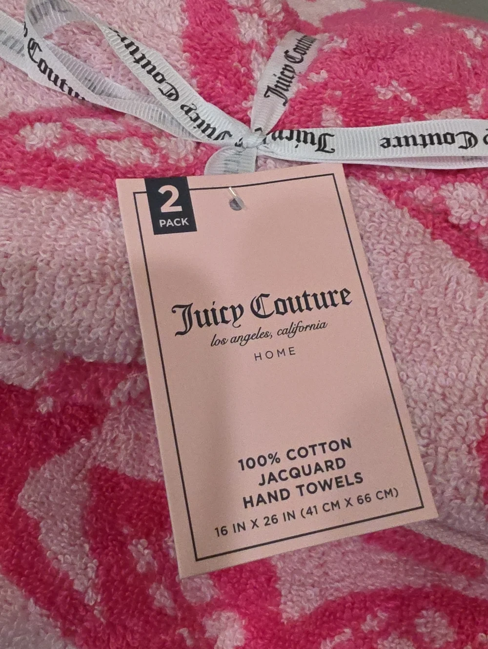 Juicy Couture Home Rose Pattern 100% Jacquard Cotton Bath & Hand Towel Set
